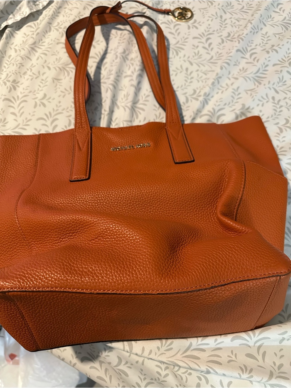 Michael Kors Burnt Orange Pebbled Leather Tote